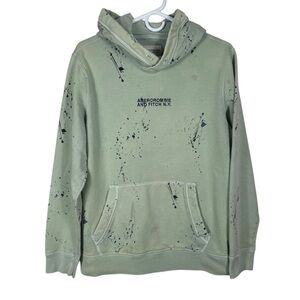 Abercrombie & Fitch Logo Paint Splatter Relaxed Hoodie, Size M